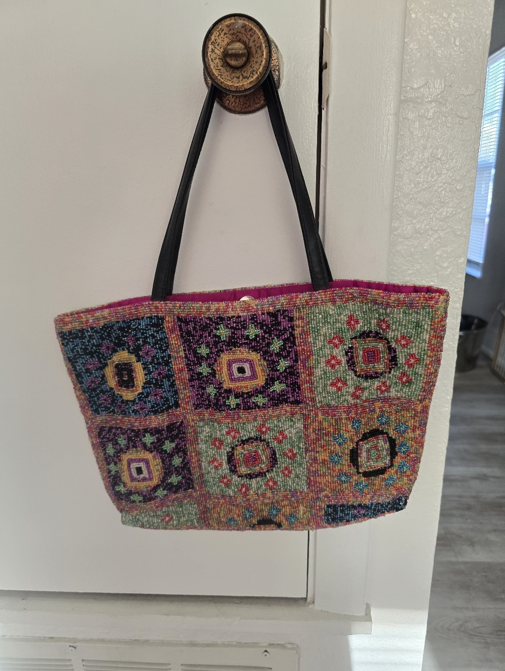 CHRISTIANA Beaded Sequined purse Made in India  lining pink silky polyester Read